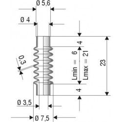 2070 NBR Soufflet D 4mm Long 6mm a 21mm