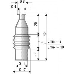 1011 NBR Soufflet D 4mm et 11mm Long 9mm à 18mm