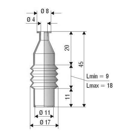 1011 NBR Soufflet D 4mm et 11mm Long 9mm à 18mm