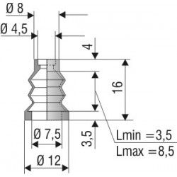 1035 NBR Soufflet D 4,5mm et 7,5mm Long 3,5 à 8,5 mm