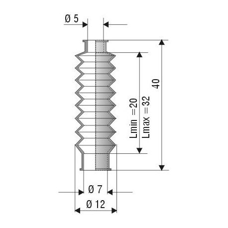 1098 NBR Soufflet D 5mm et 7mm Long 20mm à 32mm