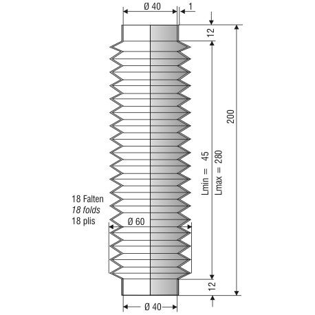 Soufflet en nbr ouvertures 40mm