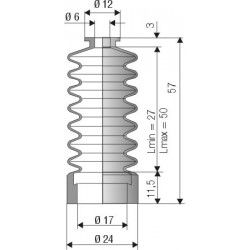 1041 NBR Soufflet D 6mm et 17mm Long 27 à 50 mm