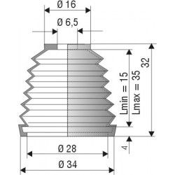 1101 NBR Soufflet D 6.5mm et 28mm Long 15 à 35 mm