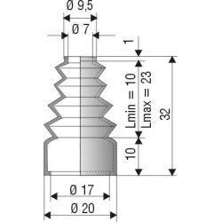 1022 NBR Soufflet D 7mm et 17mm Long 10 à 23 mm