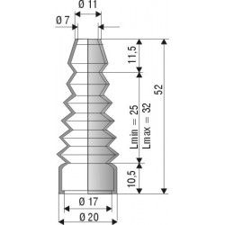 1023 NBR Soufflet D 7mm et 17mm Long 25 à 32 mm