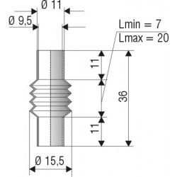 1185 NBR Soufflet D 9.5mm Long 7 à 20 mm