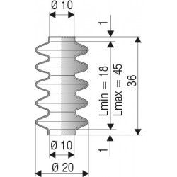 1044 NBR Soufflet D 10mm Long 18 à 45 mm