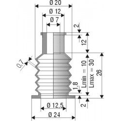 2104 NBR Soufflet D 7mm et 12,5mm Long 10 à 30mm