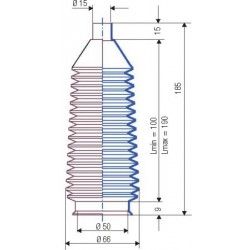 3026 NBR Soufflet D 15mm et D 50mm Lmin 100 mm Lmax 190mm