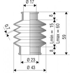 1177 NBR Soufflet D 17mm et 23mm Long 15 à 60mm