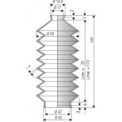 1241 NBR Soufflet D 17mm et 37mm Long 25 à 170 mm