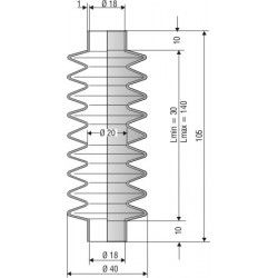 2084 NBR Soufflet D 18mm Long 30 à 140mm