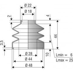 1144 NBR Soufflet D 18mm et 44 mm Long 6 à 25 mm