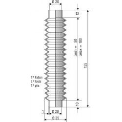 1242 NBR Soufflet D 20mm Long 50 à 180 mm