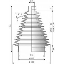 1017 NBR Soufflet D 23mm et 95mm Long 60 à 250 mm