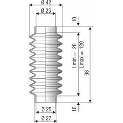 1215 NBR Soufflet D25mm Long 28 à 120mm