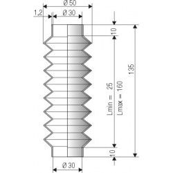 1128 NBR Soufflet D30mm Long 25 à 160mm