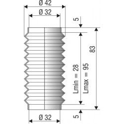 1119 NBR Soufflet D 32mm Long 28 à 95mm