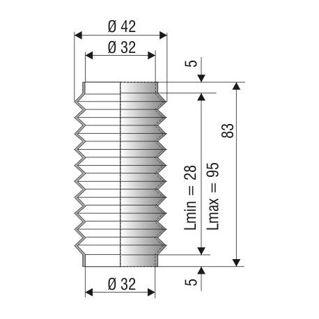 1119 NBR Soufflet D 32mm Long 28 à 95mm