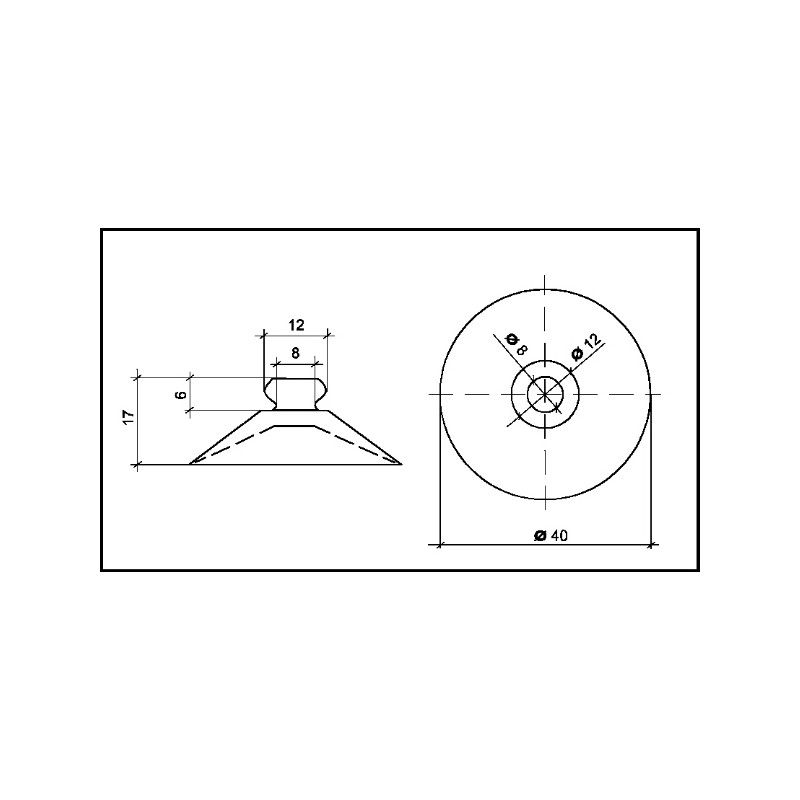 ventouse 40mm teton rond 12mm