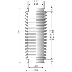 1016 NBR Soufflet D 52mm Long 75 à 230mm