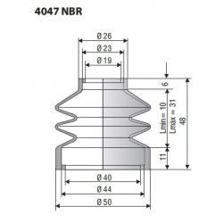 Soufflet D 19mm et D 40mm Lmin 10mm Lmax 31mm Réf 4047 NBR