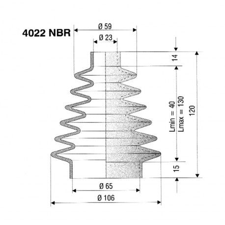 Soufflet 23mm et 65mm réf 4022 NBR