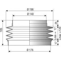 1110 NBR Soufflet D 140mm et 176mm Long 17 à 120 mm