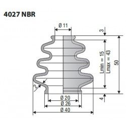 Soufflet en NBR ouvertures 11mm et 20mm