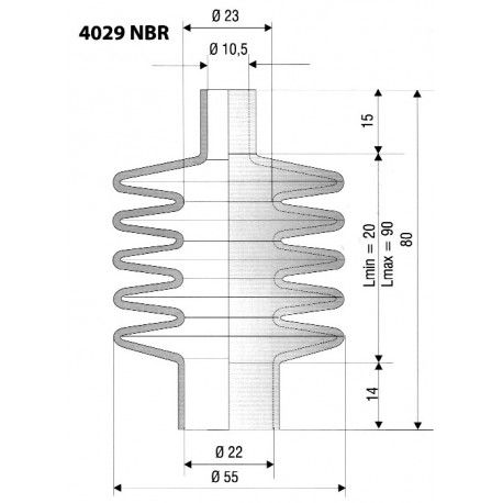 Soufflet en NBR ouvertures 10.5mm et 22mm