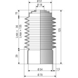 Soufflet ouvertures 18mm et 54mm ref 1038 NBR