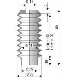 Soufflet en NBR ouvertures 11mm et 25mm