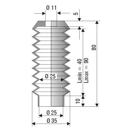 Soufflet en NBR ouvertures 11mm et 25mm