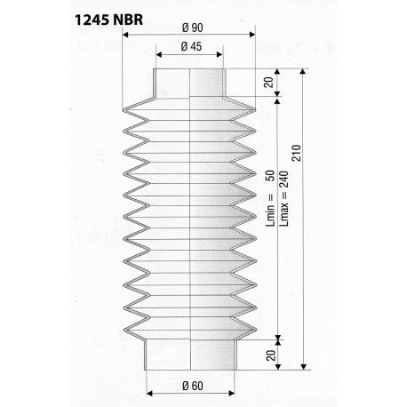 Soufflet en NBR ouvertures de 40mm et 60mm