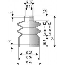 Soufflet en NBR ouvertures 13mm et 33mm