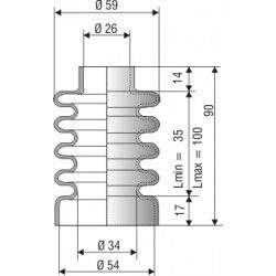 1008 NBR Soufflet D 26 et 34 mm Long 35 à 100 mm