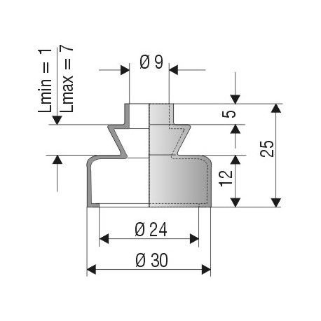 1032 NBR Soufflet D 9mm et 24mm Long 1mm à 7 mm