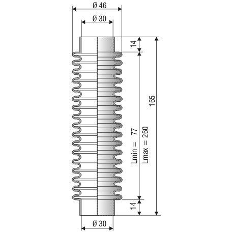 1114 NBR Soufflet D 30mm Long 77 à 260 mm