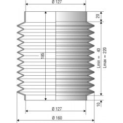 1204 NBR Soufflet D 127mm Long 40 à 220 mm