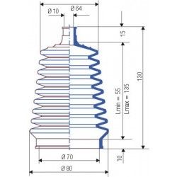 Soufflet 3003 en NBR ouvertures 10mm et 70mm