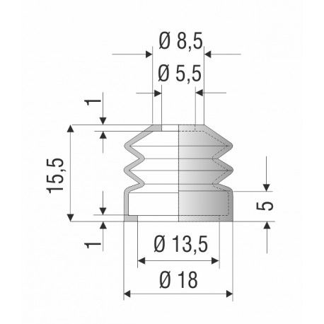 2133 CR Soufflet D 5,5mm et D 13,5mm Long 15,5mm