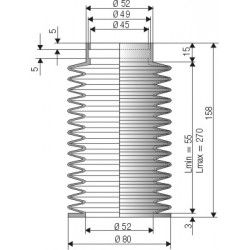 1523 NBR Soufflet D 45 mm et 52 mm Long 70 à 285 mm