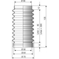 1182 NBR Soufflet D 56mm Long 45 à 145 mm