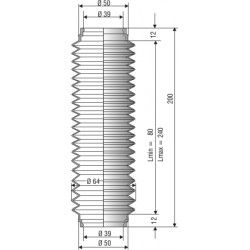 Soufflet de protection diamètre 39 mm longueur 200 mm