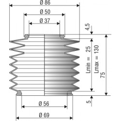 Soufflet de protection diamètre 37 et 56 mm longueur 75 mm