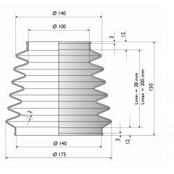 9000 NBR Soufflet de protection conique D 100 mm et 140 mm