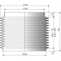 Soufflet de protection diamètre 260 et 280 mm longueur 265 mm