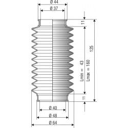 Soufflet de protection diamètre 40 mm Longueur 33 à 205mm