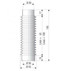 Soufflet de protection diamètre 30 mm longueur 145 mm